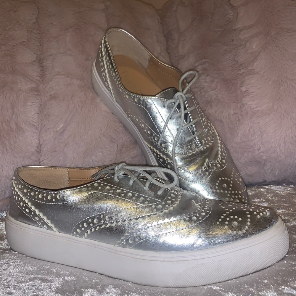 Franco Sarto Silver Platform Sneakers Sz 8.5